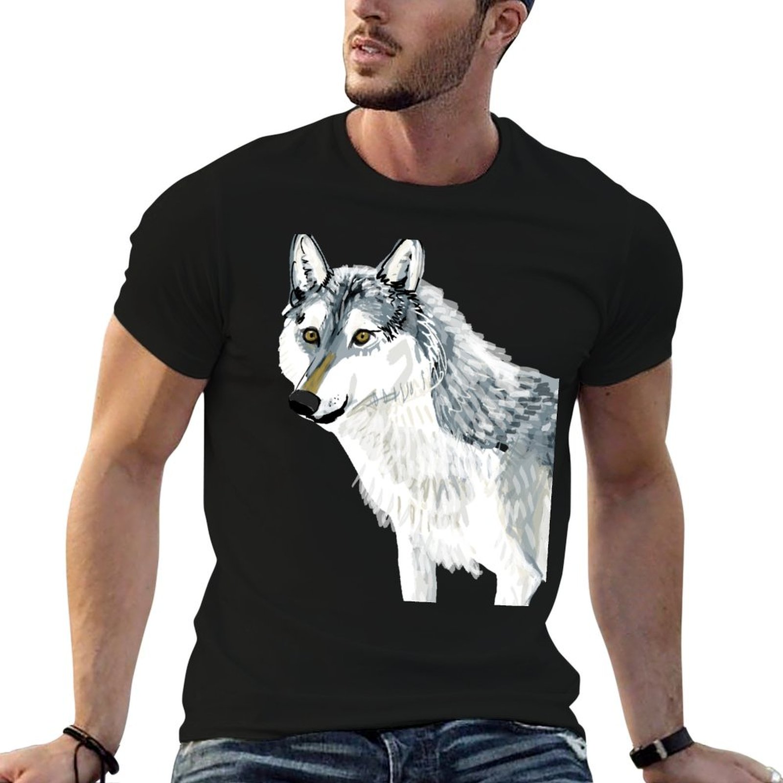 Alberta Lighting & Decor Photos - Camiseta Totem Alberta Wolf, camiseta informal