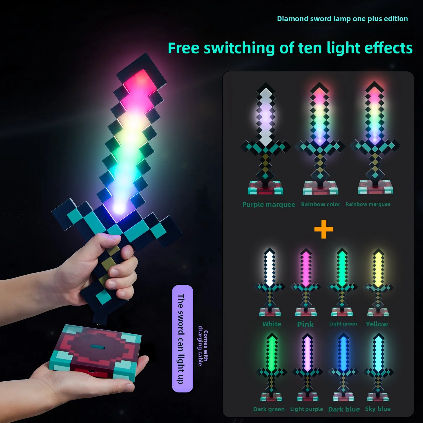 Lighting Decor Minecraft - Lámpara LED de Espada de Diamante