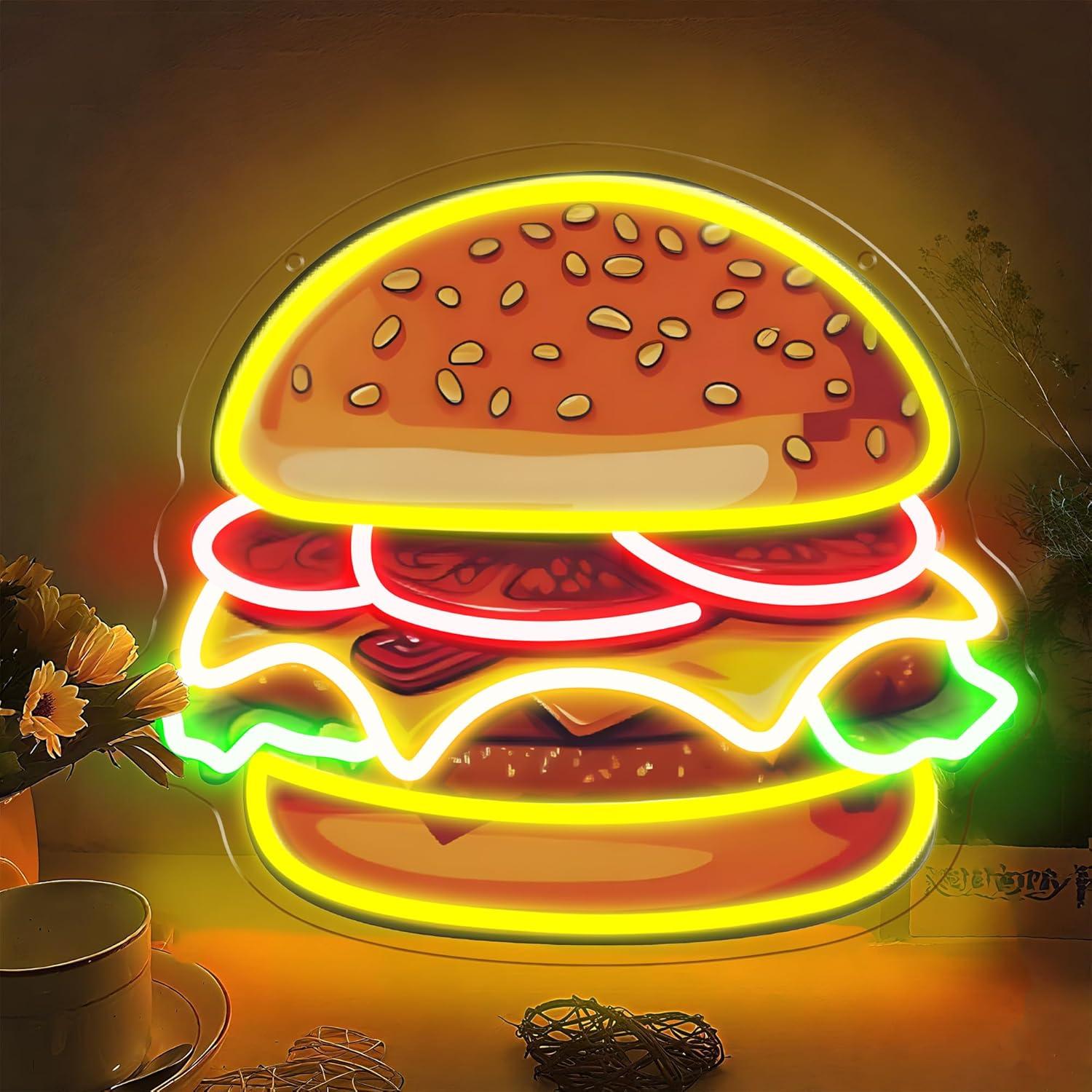 Restaurant Lighting Decoration - Letrero Luminoso LED de Hamburguesa, Luz