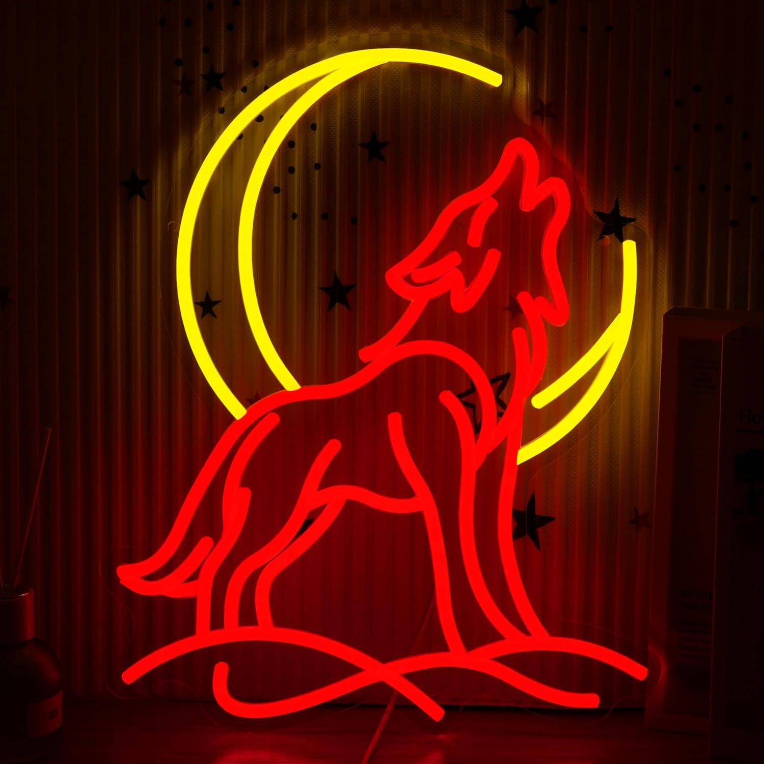 Room Lighting Bedroom Decor - Letrero Luminoso LED Regulable de Lobo