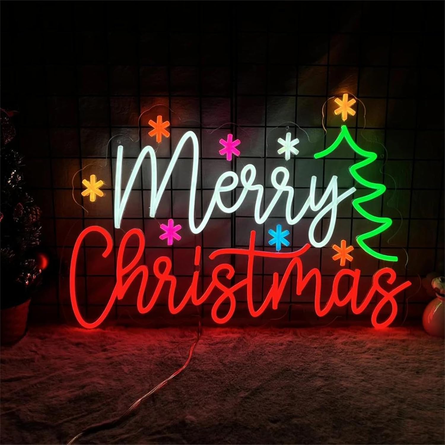 Letrero de neón de Feliz Navid - Wall Decor Lighting Tree reseña y precio