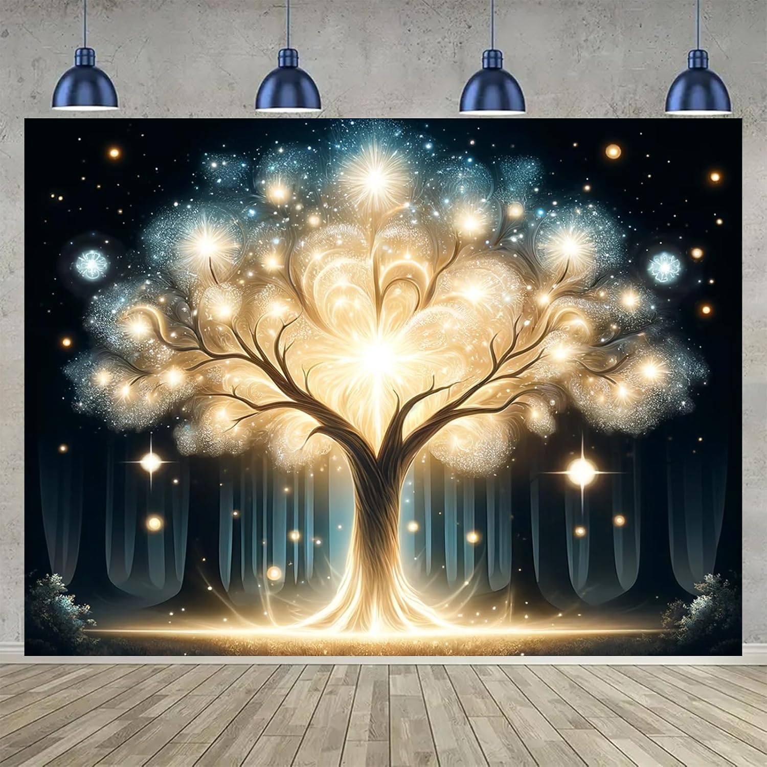 Tapiz de luz negra UV con árbo - Wall Decor Lighting Tree reseña y precio