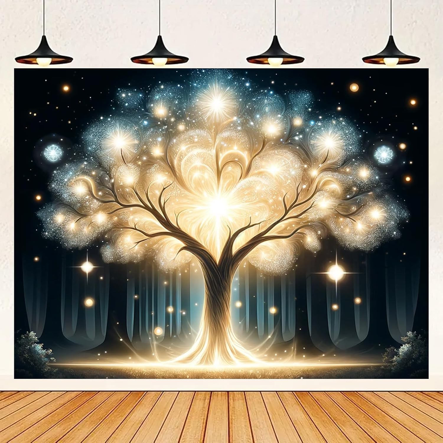 Tapiz de luz negra UV con árbo - Wall Decor Lighting Tree reseña y precio
